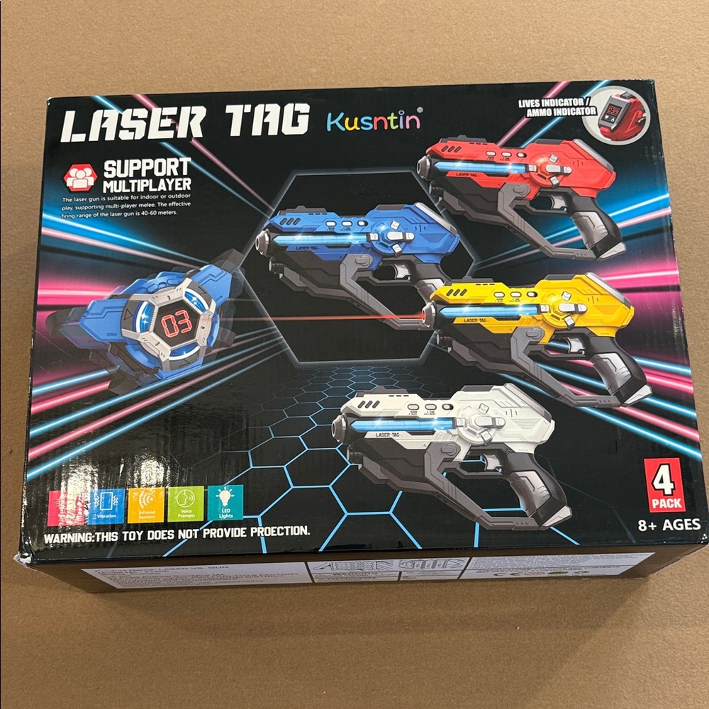 4-Pack Kids Laser Tag Blasters — Blue, Red, Yellow, White